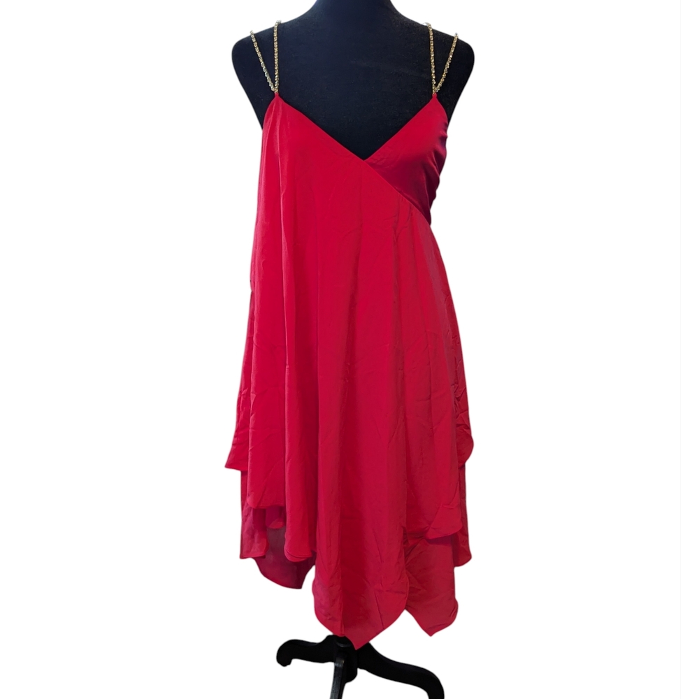 bebe Pink Dress XS Flowy Feminine New With Tags Rhinestone Boho Asymmetrical